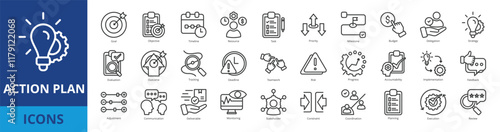 Action plan icon pack collection set for business and leadership