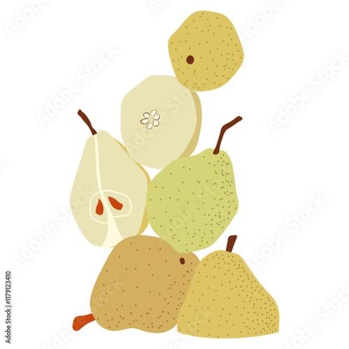 pears and leaves vector design, organic food organic organic and nature theme vector illustration