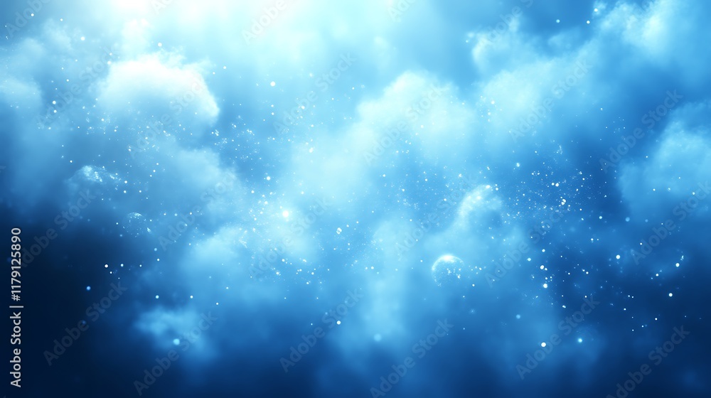 Bright blue clouds and sparkling stars. Bright blue clouds and sparkling stars.