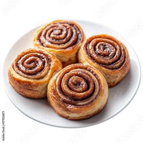 Delicious Cinnamon Rolls Perfect for Breakfast or Dessert on Transparent Background photo