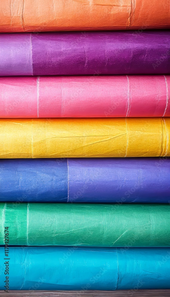 Vibrant Colorful Paper Strips Texture, Abstract Background, Geometric Pattern, Modern Design, Art