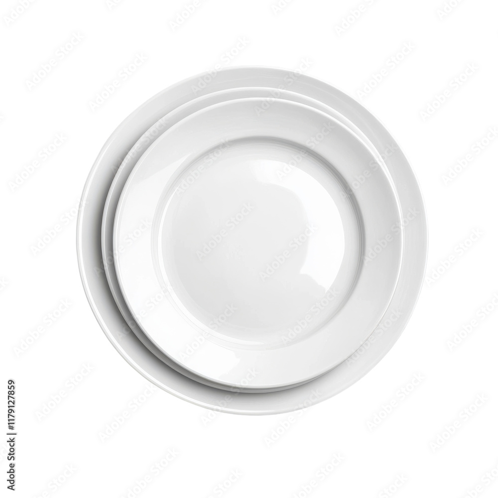 Clean White Kitchen Plate Set Isolated on White Background for Culinary Presentation on Transparent Background Clean White Kitchen Plate Set Isolated on White Background for Culinary Presentation on Transparent Background
