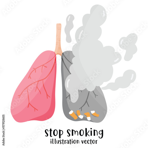 Stop smoking isolated on white background. Cigarettes forbidden sign, National non smoking week. World no tobacco day. Vector flat illustration
