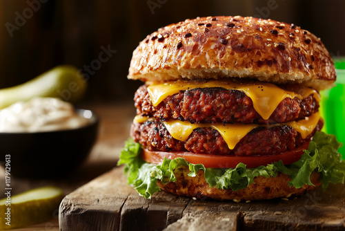 Close-up of a double vegan ...
