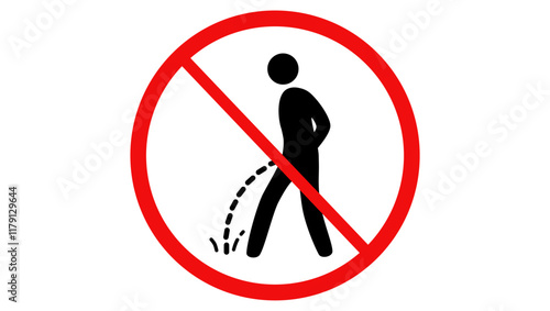 ban piss sign, black and red isolated silhouette
