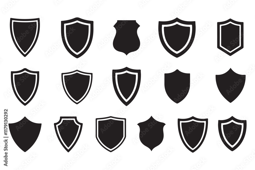 Set of Shield Silhouettes - Security and Protection Icons Set of Shield Silhouettes - Security and Protection Icons