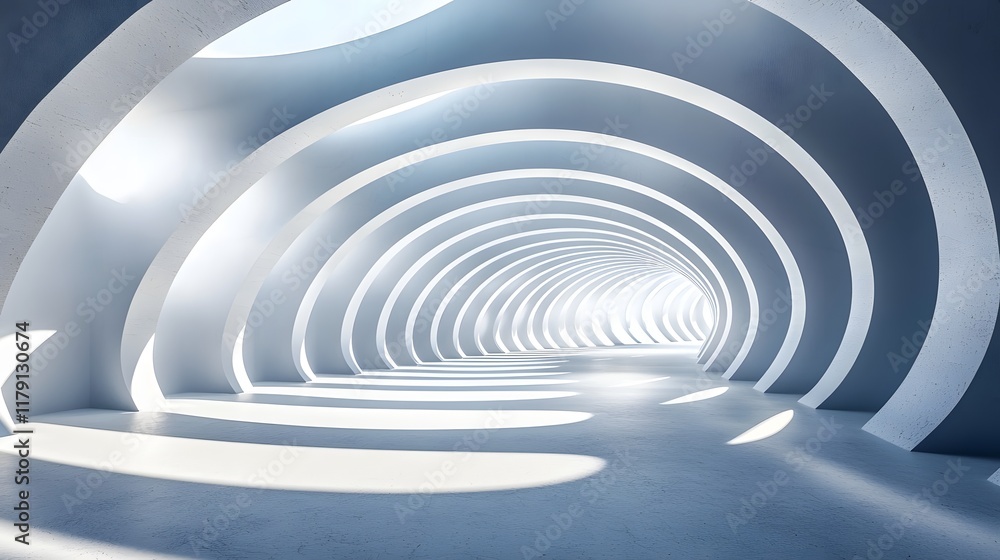 Fototapeta premium Sleek 3D Modern Abstract Empty Interior With Concrete Floor and Daylight
