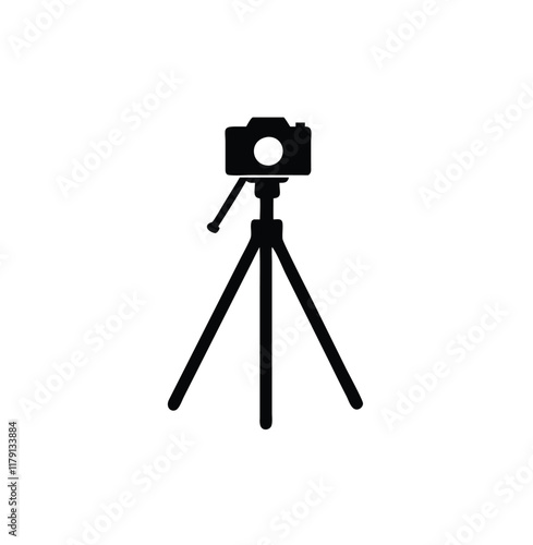 A tripod with photo camera vector silhouette