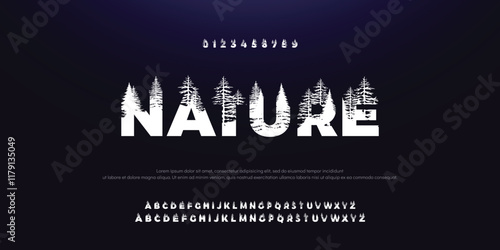 Nature fashion font alphabet. Minimal modern urban fonts for logo, brand etc. Typography typeface uppercase lowercase and number. vector illustration