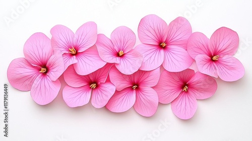 A photostock of soft pink cherry blossom petals spread naturally across a white surface, symbolizing beauty and renewal. High Quality