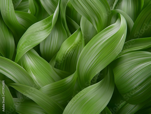 Wallpaper Mural Abstract Green Leaf 3D Illustration Torontodigital.ca