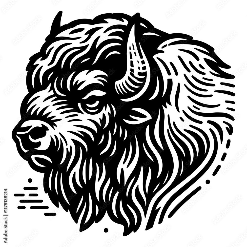 custom made wallpaper toronto digitalBuffalo Head vector illustration