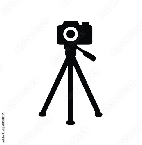 A tripod with photo camera vector silhouette