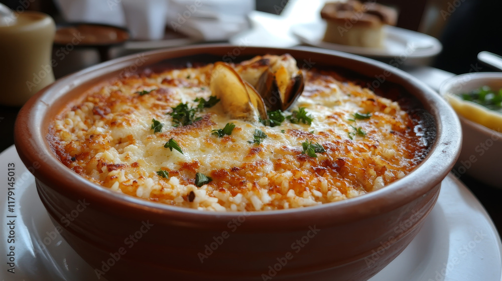 Turkish cuisine rice pilaf with anchovy and chicken icon served with iskender kebab, fish cutlet sarma, chicken with walnut, fried mussel with nut garlic sauce, cheese pie, rice mint soup Turkish cuisine rice pilaf with anchovy and chicken icon served with iskender kebab, fish cutlet sarma, chicken with walnut, fried mussel with nut garlic sauce, cheese pie, rice mint soup