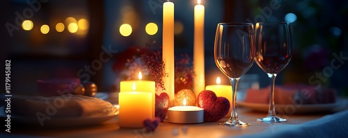 cozy valentine wine and candle on the table