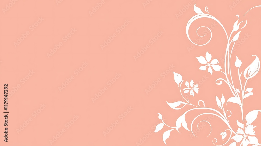 Peach Background With White Floral Design Peach Background With White Floral Design