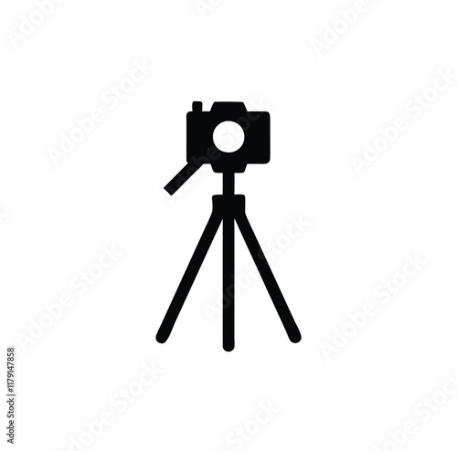 A tripod with photo camera vector silhouette