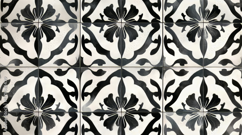 Floral damask style seamless pattern with a repeat black and white design motif in square format suitable for fabric, tiles and wallpaper Floral damask style seamless pattern with a repeat black and white design motif in square format suitable for fabric, tiles and wallpaper