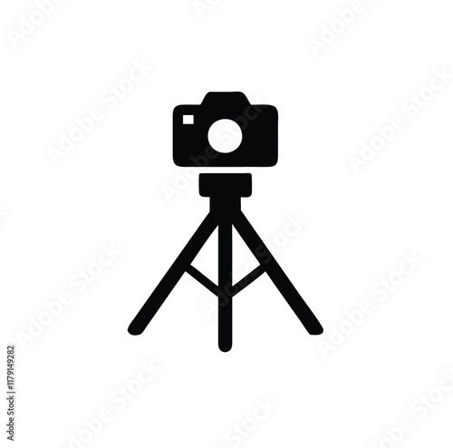 A tripod with photo camera vector silhouette