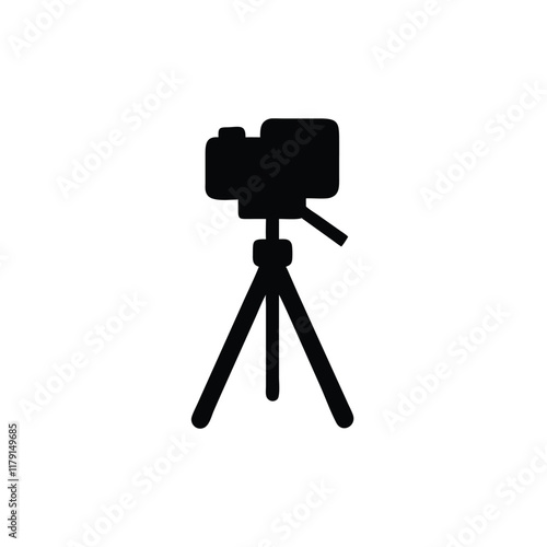 A tripod with photo camera vector silhouette