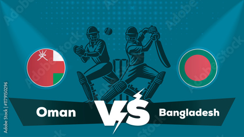 Oman VS Bangladesh Match , Bangladesh Vs Oman cricket match , Cricket match concept with creative illustration.eps