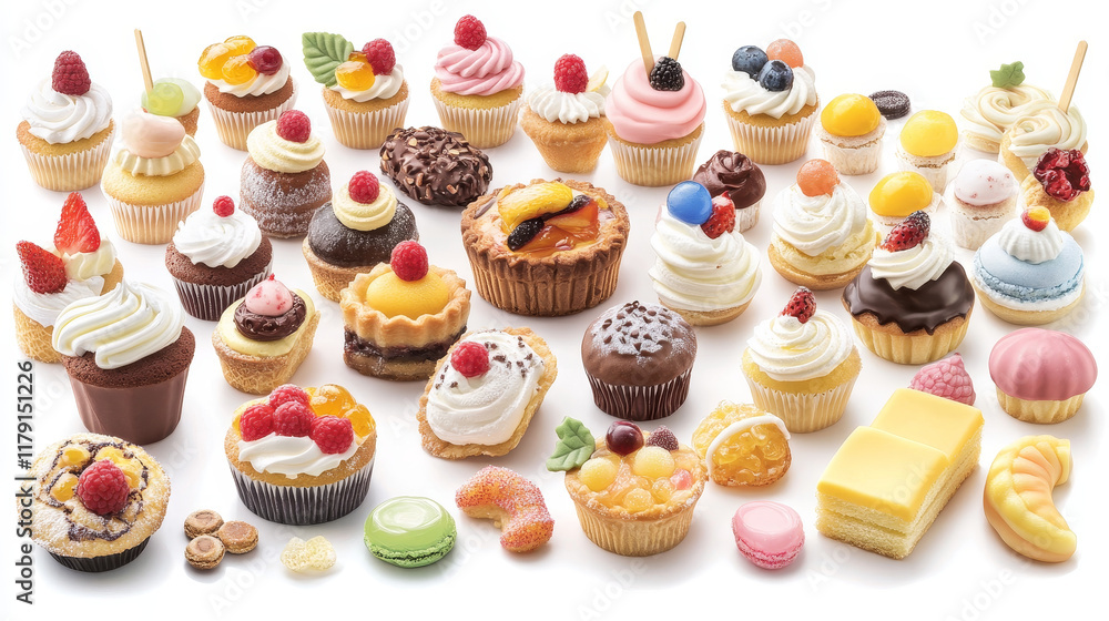 Pastry dessert icons. Vector ice cream, fruit cake and cupcake with fruits, vanilla tart with cream, chocolate roll pie. Vector candy, lollipop, marmalade fondant, ribbons for bakery, patisserie shop Pastry dessert icons. Vector ice cream, fruit cake and cupcake with fruits, vanilla tart with cream, chocolate roll pie. Vector candy, lollipop, marmalade fondant, ribbons for bakery, patisserie shop