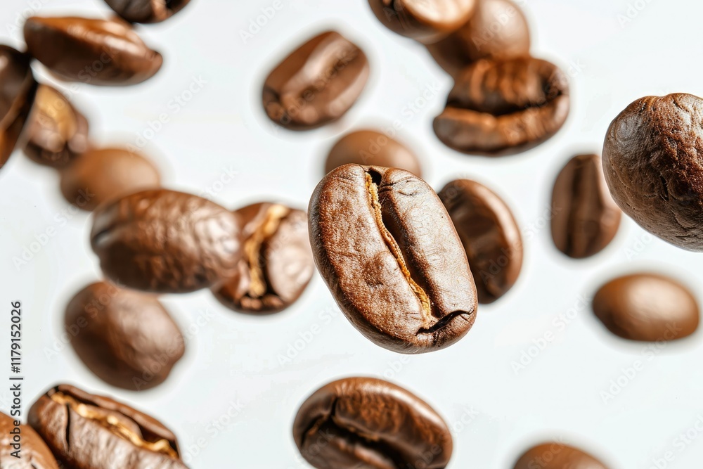 High Definition Picture of Free Photo of Coffee Beans Suspended on a White Background High Definition Picture of Free Photo of Coffee Beans Suspended on a White Background