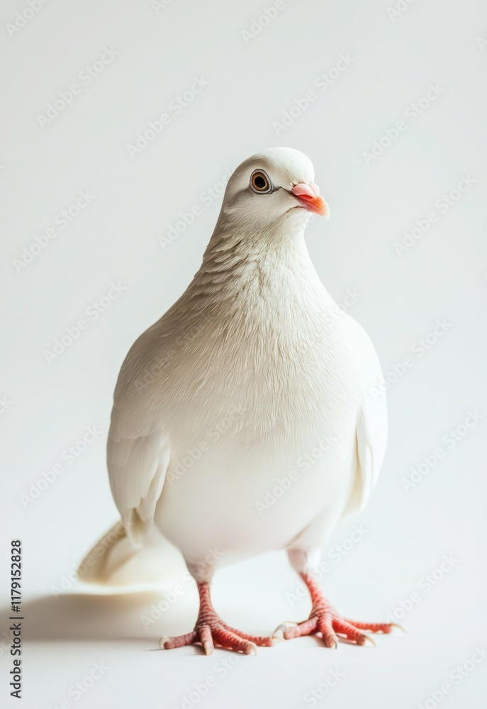 Obraz premium white pigeon or dove standing on white background