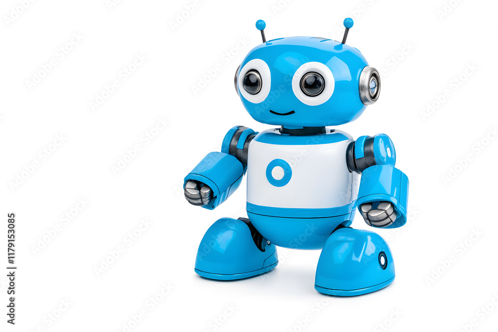 Fototapeta premium Vintage classic toy robot, isolated on white background