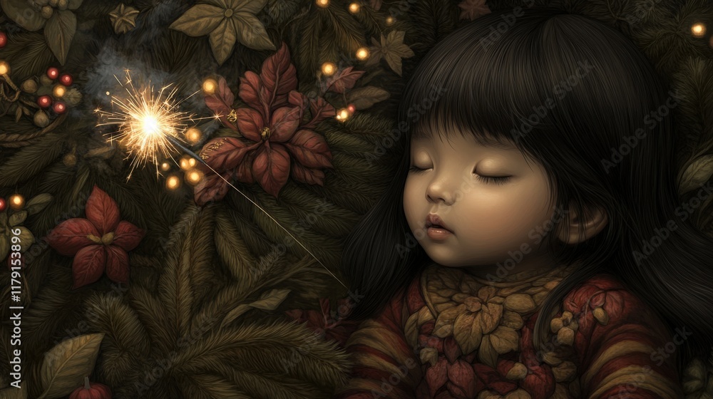 Enchanted Child in Nature Surrounded by Flowers and Magical Sparkle Embracing Serenity and Dreaminess Enchanted Child in Nature Surrounded by Flowers and Magical Sparkle Embracing Serenity and Dreaminess
