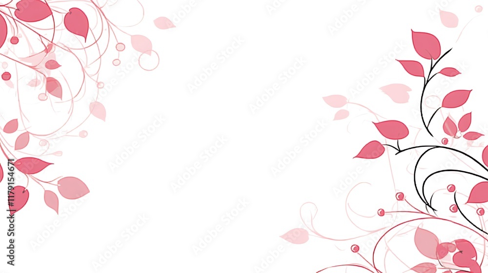 Delicate Pink Floral Design White Background