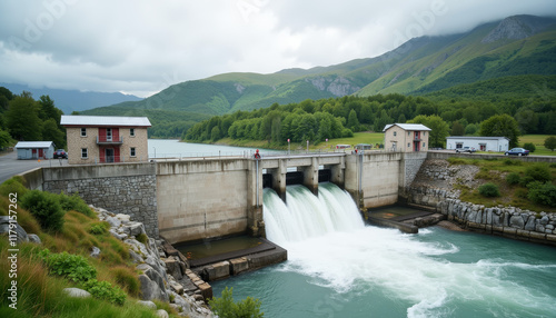Wallpaper Mural Hydroelectric plant generating power near river, sustainable energy Torontodigital.ca