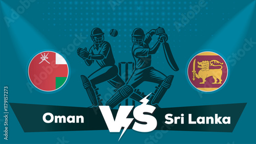 Oman VS Sri Lanka , Sri Lanka Vs Oman cricket match , Cricket match concept with creative illustration.eps