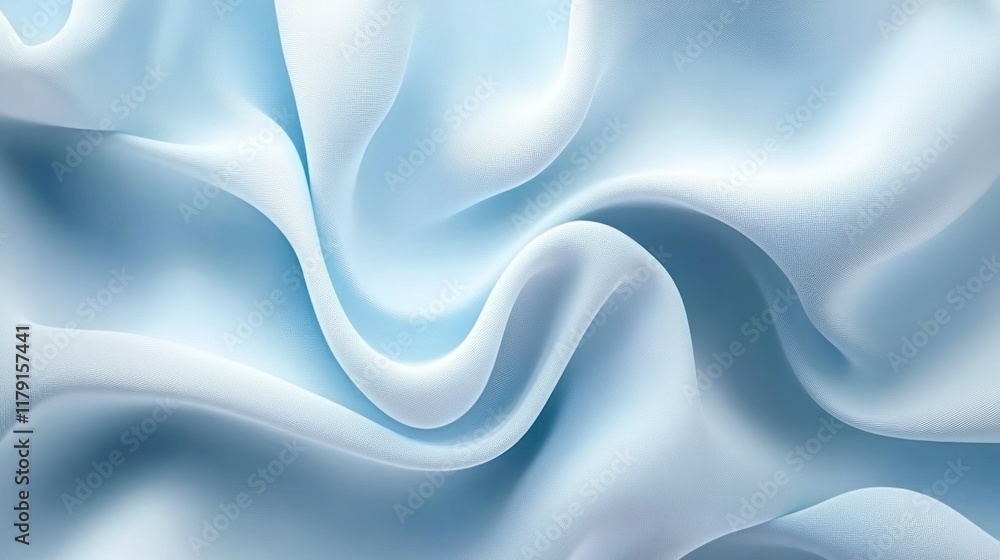 Obraz premium Soft, flowing light blue fabric with elegant, wavy folds and creases.