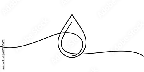 continuous line drawing of water drop symbol. abstract line art illustration