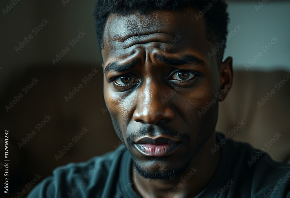Portrait of a Afro-American male with a somber expression Portrait of a Afro-American male with a somber expression