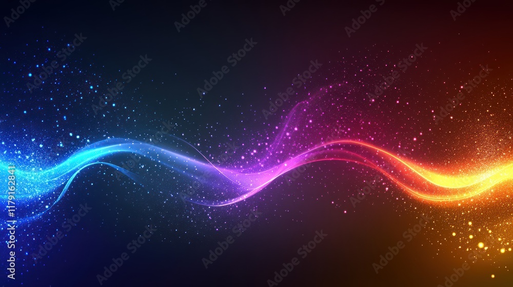 Fototapeta premium Abstract glowing wave, vibrant colors, dark background.