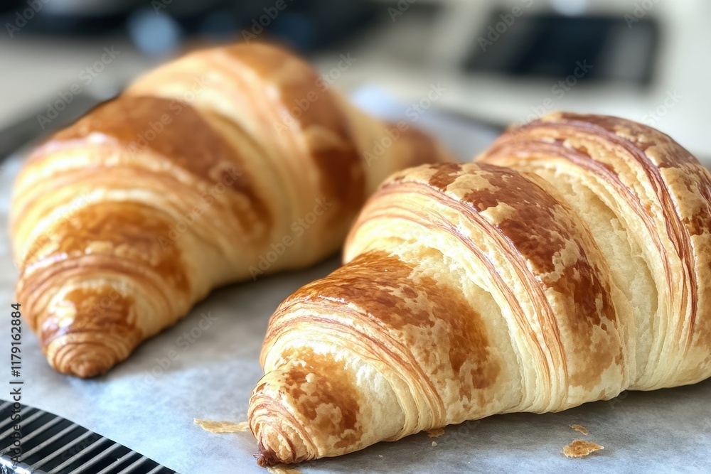 Golden croissants baking sheet kitchen breakfast (1) Golden croissants baking sheet kitchen breakfast (1)