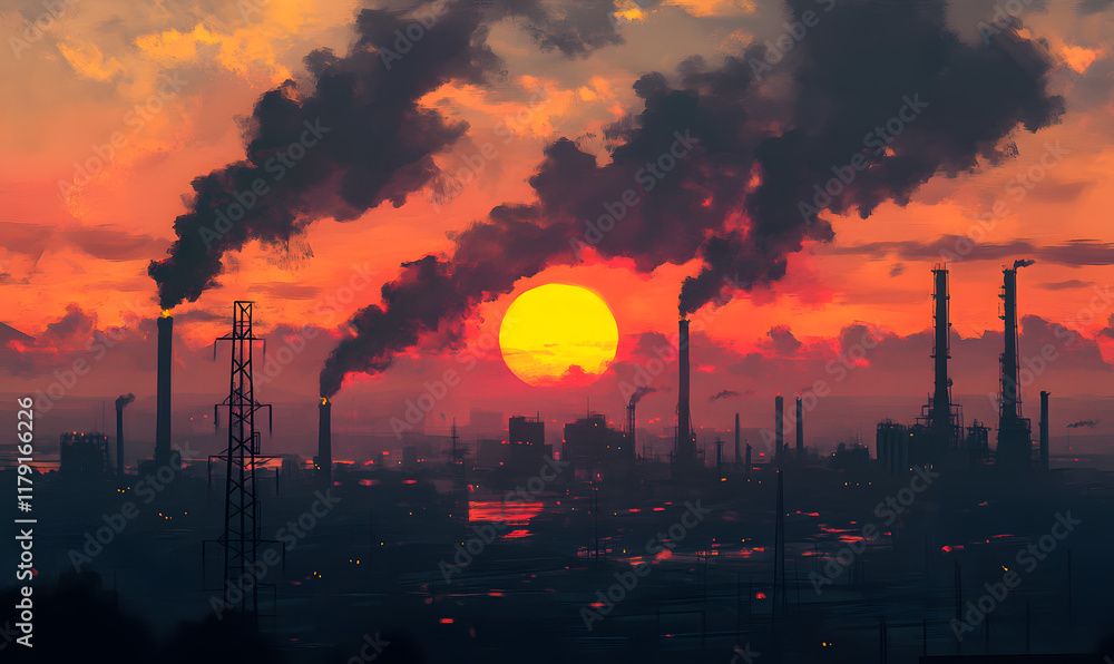 Near the energy power station and power plant, the petrochemical industry Near the energy power station and power plant, the petrochemical industry