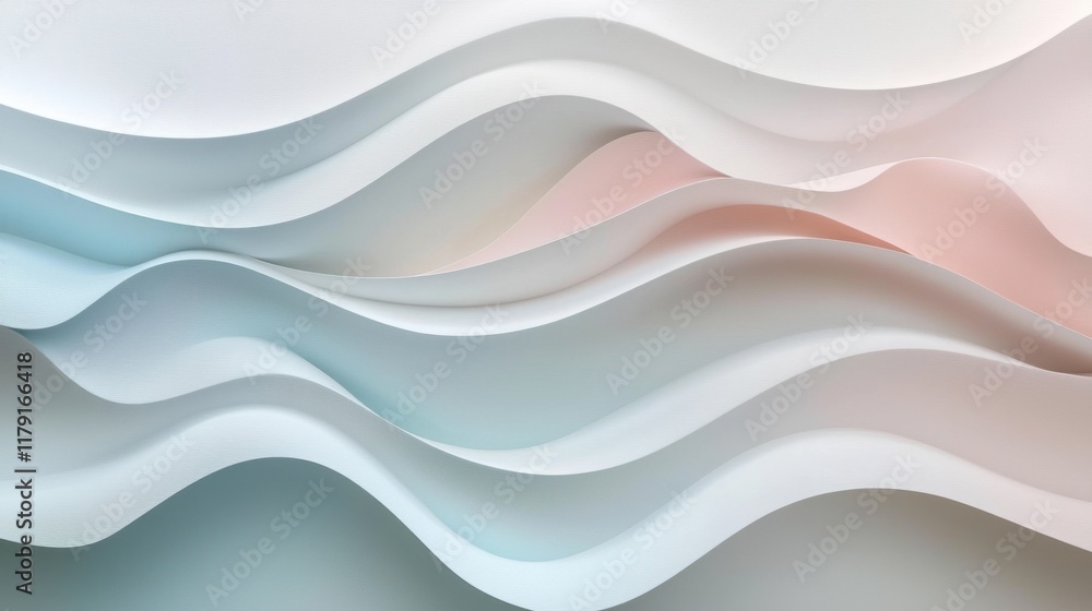 A calming 3D art mural with concentric waves in soft pastel gradients, creating depth on a light backdrop A calming 3D art mural with concentric waves in soft pastel gradients, creating depth on a light backdrop