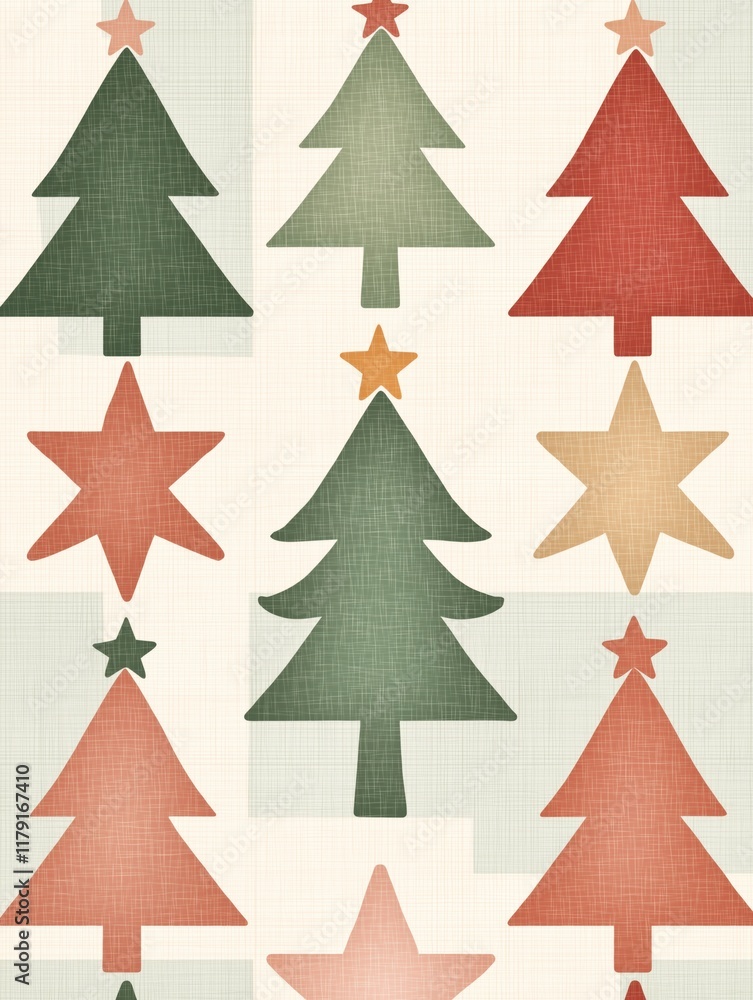 Obraz premium Nordic Pastel Patchwork: Soft Neutral Xmas Design