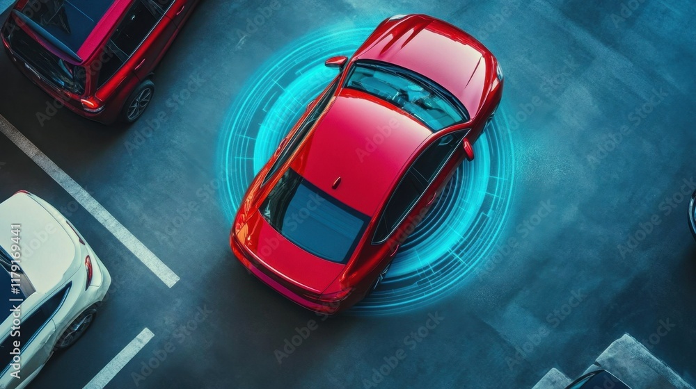 Fototapeta premium Advanced Technology Car Features with Smart Parking Assistance