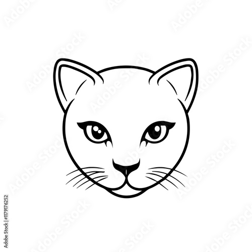 Outline icon of a cute panther face with expressive features on a white background