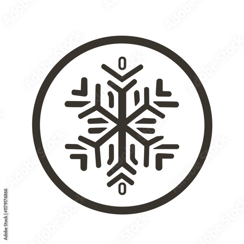 Snowflake icon with arrows in a circle, temperature control concept, minimalistic design