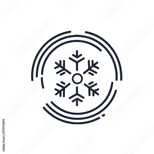 Snowflake icon with circular arrows, temperature control concept, modern design