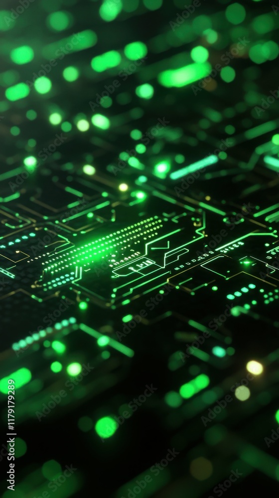 Close-up of a digital holographic interface glowing with green elements, futuristic and eco-friendly depiction, isolated with a dark gradient background for focus. Close-up of a digital holographic interface glowing with green elements, futuristic and eco-friendly depiction, isolated with a dark gradient background for focus.