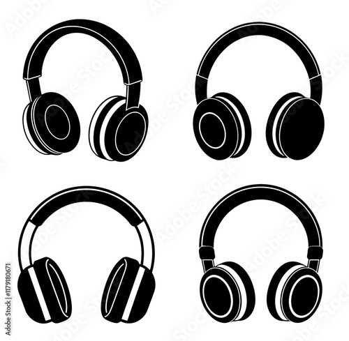 Bluetooth headphones silhouette vector illustration