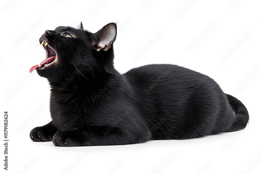 Black cat screaming with mouth isolated on white background Black cat screaming with mouth isolated on white background