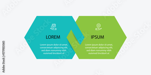 Vector banner infographic template with 2 step process suitable for business information and web presentation 