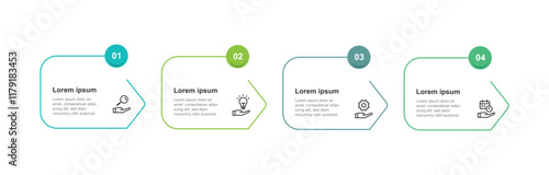 4 step process infographic template vector with icons suitable for business information and web presentation 